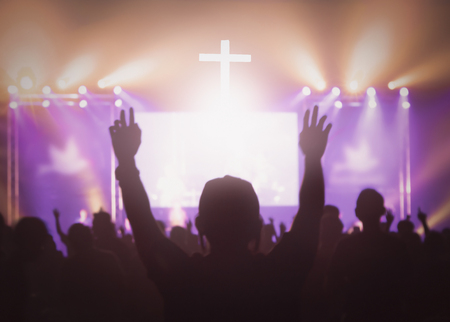 Cross Easter Concept: worship and praise Godの写真素材
