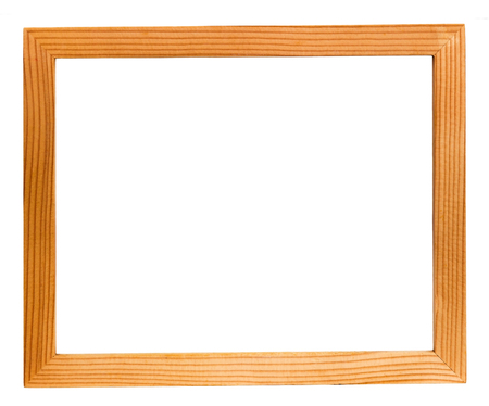 Wood picture frame isolated path and over white backgroundの写真素材