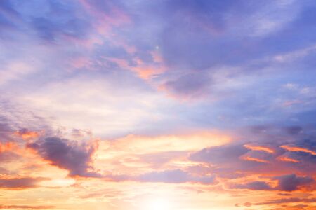 Dramatic sunset and sunrise skyの写真素材