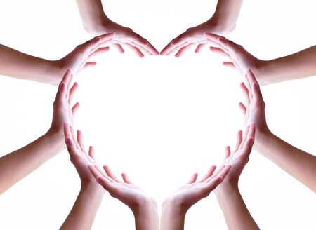 International Day of Friendship concept: hands making a heartの写真素材