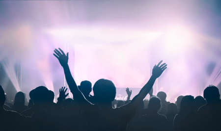 Easter concept: Christian worship God together in Church hall in front of music stageの写真素材