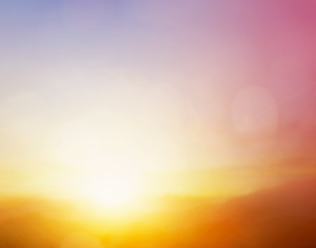 beautiful blue sunset sky with white clouds background, Nature backgroundの写真素材