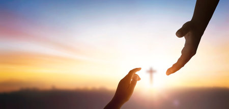 god helping hand concept and international day of peaceの写真素材