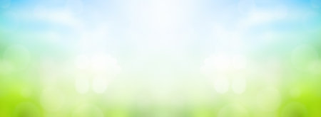 world environment and earth day, Abstract blurred green and blue sky nature backgroundの写真素材
