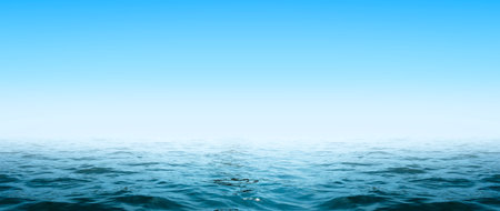 Horizon Spring Morning blue sky Scape in blue by the Seaの写真素材