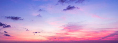 Colorful sunset sky panorama background. Colorful sky background.の写真素材