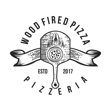 wood fired pizza logoのイラスト素材