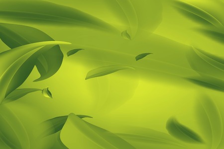 Realistic Fly Green Leaves Pattern Background on a green Organic Element Natural Eco Concept. Vector illustrationのイラスト素材