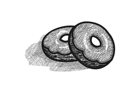 hand drawn pile of donuts design inspirationのイラスト素材