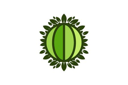 Globe green world and leaf save earth Designs Inspiration Isolated on White Backgroundのイラスト素材