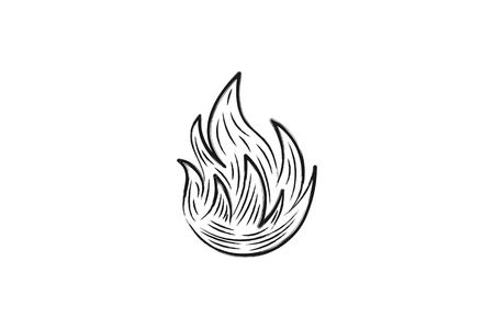 Hand drawn Fire Designs Inspiration Isolated on White Backgroundのイラスト素材