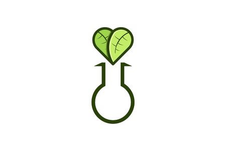 leaf and test tube, Healthy Lab Logo Designs Inspiration Isolated on White Backgroundのイラスト素材