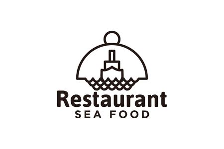 ship and cover plate restaurant logo Designs Inspiration Isolated on White Backgroundのイラスト素材