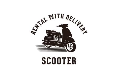 vintage scooter, rental, fast delivery logo Designs Inspiration Isolated on White Backgroundのイラスト素材