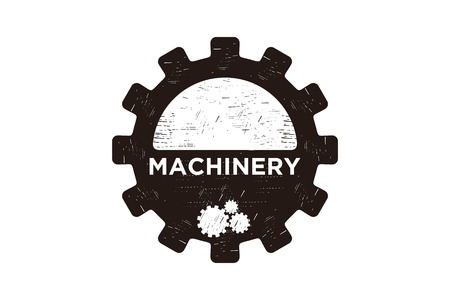 vintage gear machinery logo label Designs Inspiration Isolated on White Backgroundのイラスト素材