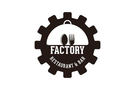 gear, spoon and fork, factory restaurant logo Designs Inspiration Isolated on White Backgroundのイラスト素材