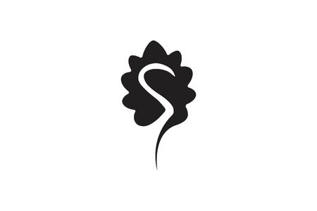 oak leaf, negative space of letter S logo Designs Inspiration Isolated on White Backgroundのイラスト素材
