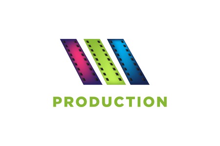 film strip, film roll, cinema production logo Designs Inspiration Isolated on White Backgroundのイラスト素材