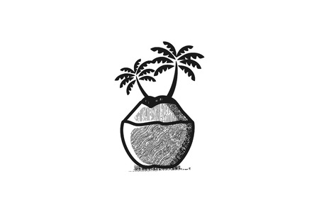 hand drawn coconut, coconut tree logo Designs Inspiration Isolated on White Backgroundのイラスト素材
