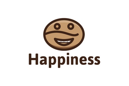 coffee bean, happy emoticon, coffee shop logo logo Designs Inspiration Isolated on White Backgroundのイラスト素材