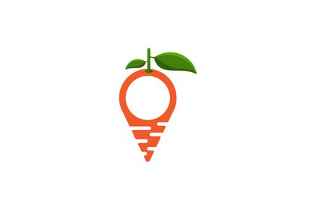 carrot, point map, restaurant healthy location logo Designs Inspiration Isolated on White Backgroundのイラスト素材