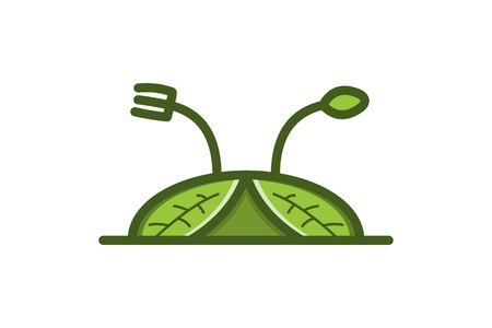 abstract fork and spoon logo Designs Inspiration Isolated on White Backgroundのイラスト素材