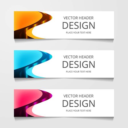 Vector abstract web banner design template. Collection of web banner template. Abstract geometric web design banner template isolated on grey background. Header - landing page Web Designのイラスト素材
