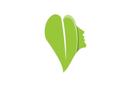 beauty woman face and leaf logo Designs Inspiration Isolated on White Backgroundのイラスト素材