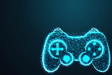 Game pad icon. Joy pad. Joy stick , with crumbled edge on blue night sky with dots, stars and looks...
