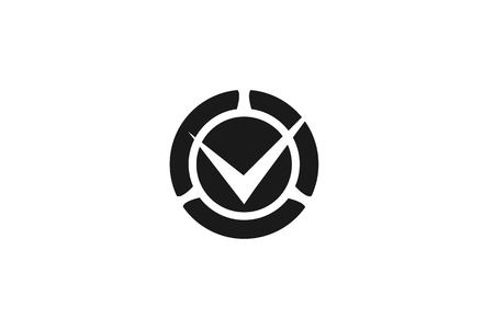 Abstract Check mark on round design Logo Designs Inspiration Isolated on White Backgroundのイラスト素材