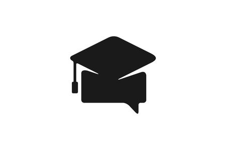 Chat, Graduation Cap Logo Designs Inspiration Isolated on White Backgroundのイラスト素材