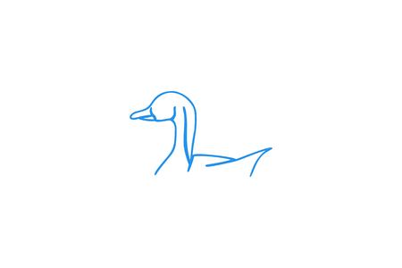 Swan Mono Line Logo Designs Inspiration Isolated on White Backgroundのイラスト素材