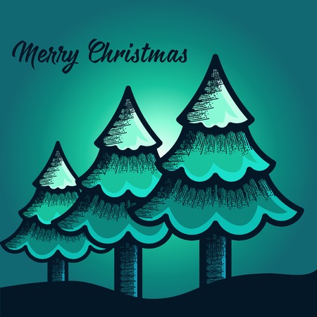 Merry christmas, fir tree backgroundのイラスト素材