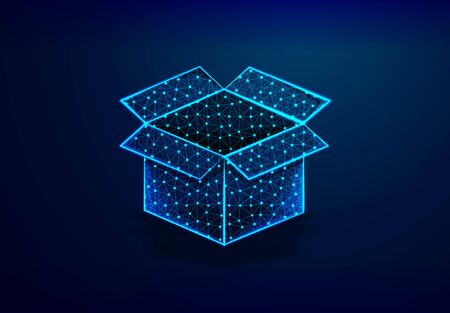 Open box form lines, Abstract Low Poly Wireframe Mesh Design. Vector Illustrationのイラスト素材