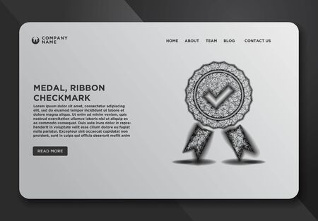 Web page design templates collection of Quality icon check, Check mark and medal, Abstract Wireframe from dot and lines designのイラスト素材