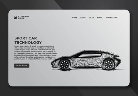 Web page design templates collection of Sport car, Industrial Technology. Abstract Wireframe from...