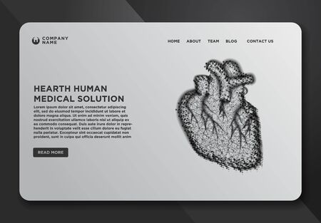 Web page design templates collection of Hearth human anatomy. Abstract Wireframe from dot and lines designのイラスト素材