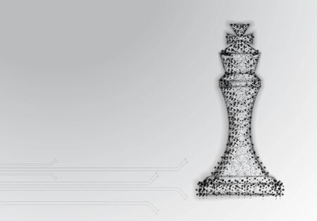 Chess King. Abstract Low Poly Design. Strategy Concept. From Dot And Line, Vector Illustrationのイラスト素材