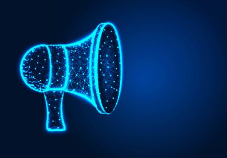 megaphone , Abstract Low poly Designs, from line and dot wireframe, Vector Illustrationのイラスト素材