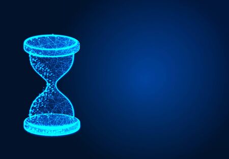 Sandglass, Hourglass , Abstract Low poly Designs, from line and dot wireframe, Vector Illustrationのイラスト素材