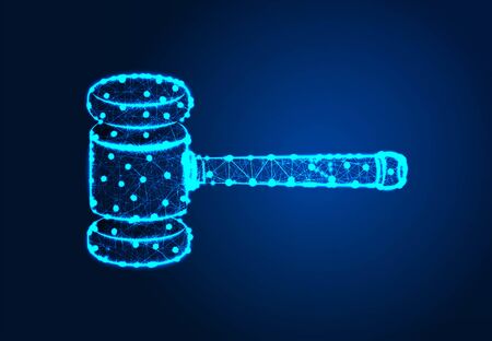 hammer, Law, Gavel , Abstract Low poly Designs, from line and dot wireframe, Vector Illustrationのイラスト素材