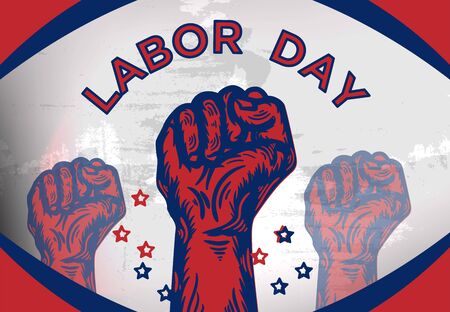 Happy Labour Day lettering. Typography vector design for greeting cards and poster. Design template celebration. Vector illustration.のイラスト素材