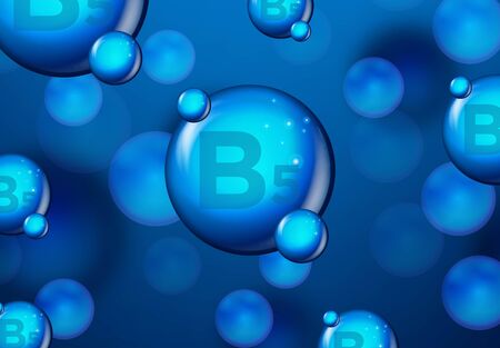 Vitamin B5 Blue shining pill capsule icon . Vitamin complex with Chemical formula. medical and pharmaceutical ads. Vector illustrationのイラスト素材