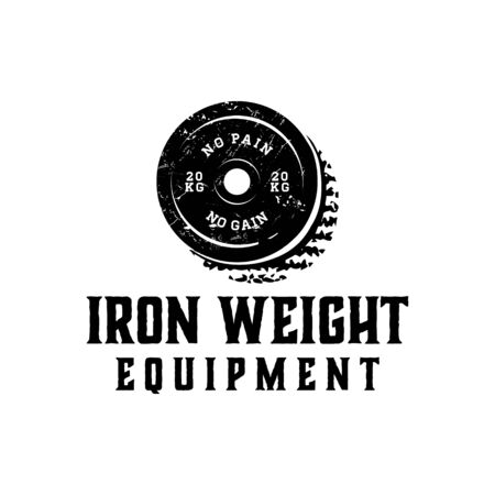 iron weight, barbel, gym fitness logo Ideas. Inspiration logo design. Template Vector Illustration. Isolated On White Backgroundのイラスト素材