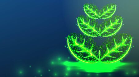 Plant , leaf. Abstract low Poly Wireframe Mesh Design. Ecology Concept. Vector Illustrationのイラスト素材