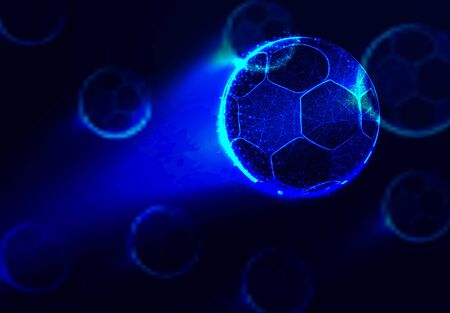 Silhouette of a football ball. Dots, lines, triangles, Abstract Low Poly Wireframe Design. Vector Illustrationのイラスト素材