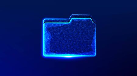 folder.abstract low poly wireframe mesh design. from connecting dot and line. vector illustration on blue backgroundのイラスト素材