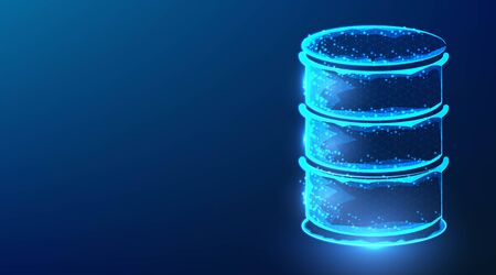 Oil drum container / barrel, abstract low poly wireframe mesh design. from connecting dot and line....