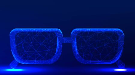 spectacles, eyeglass, optical concept, abstract low poly wireframe mesh design. vector illustrationのイラスト素材
