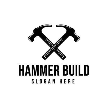 crossed hammer. construction logo Ideas. Inspiration logo design. Template Vector Illustration. Isolated On White Backgroundのイラスト素材